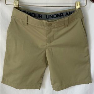 Boys UA Golf Shorts. Khaki / Barley. Size 8